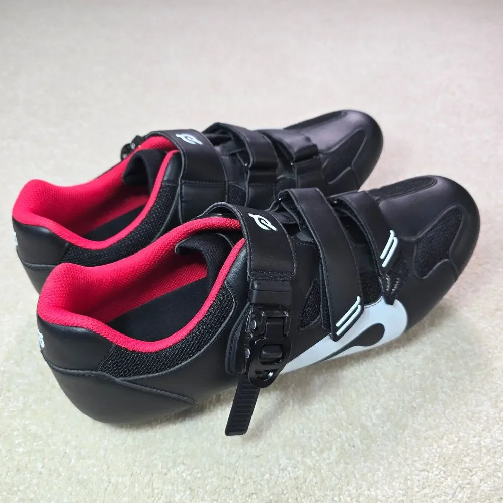 Peloton Cycling Shoes Mens Euro 47 US 13 SPD-SL Cleats Black Red Indoor Bike EUC